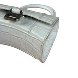Balenciaga White Croc Embossed Nano Hourglass Bag