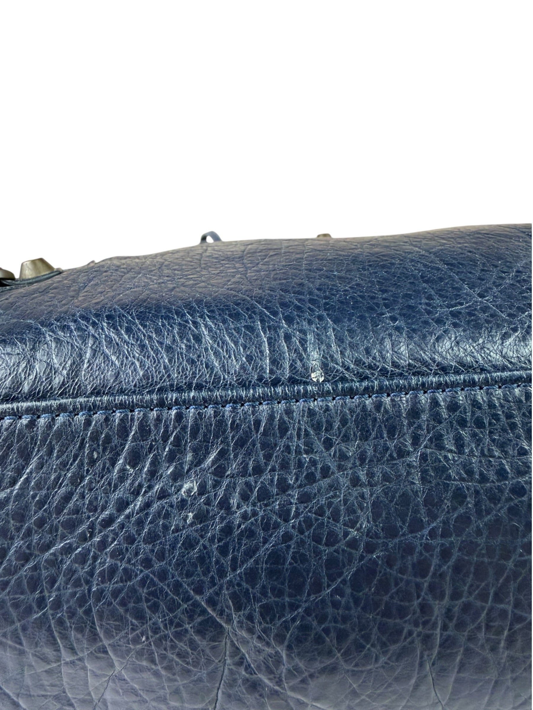 Balenciaga Navy Lambskin Moto Work Two-Way Bag