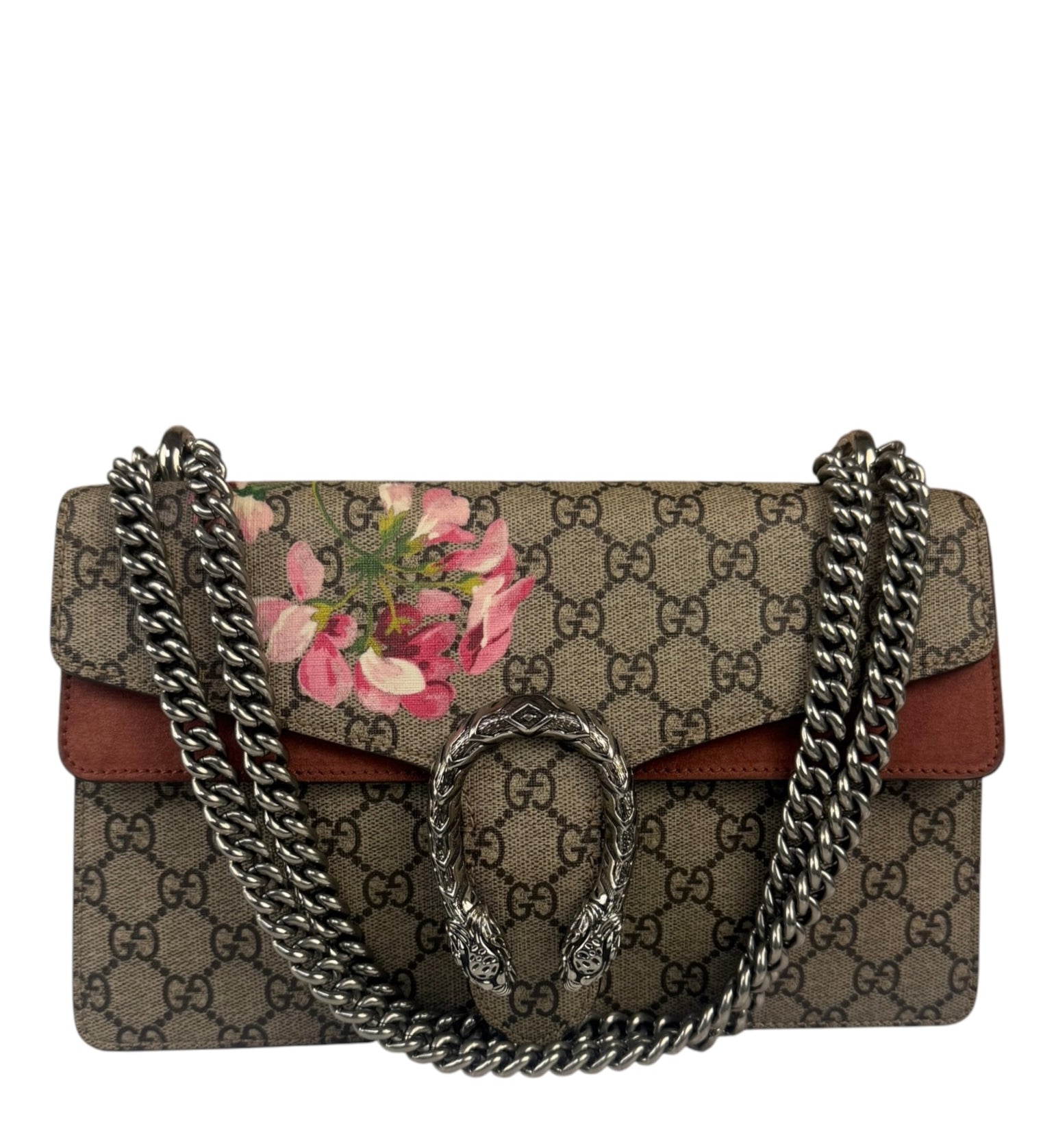 Gucci Beige Leather Dionysus GG Blooms Shoulder Bag