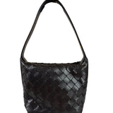 Bottega Veneta Brown Leather Intrecciato Mini Wallace Hobo Bag