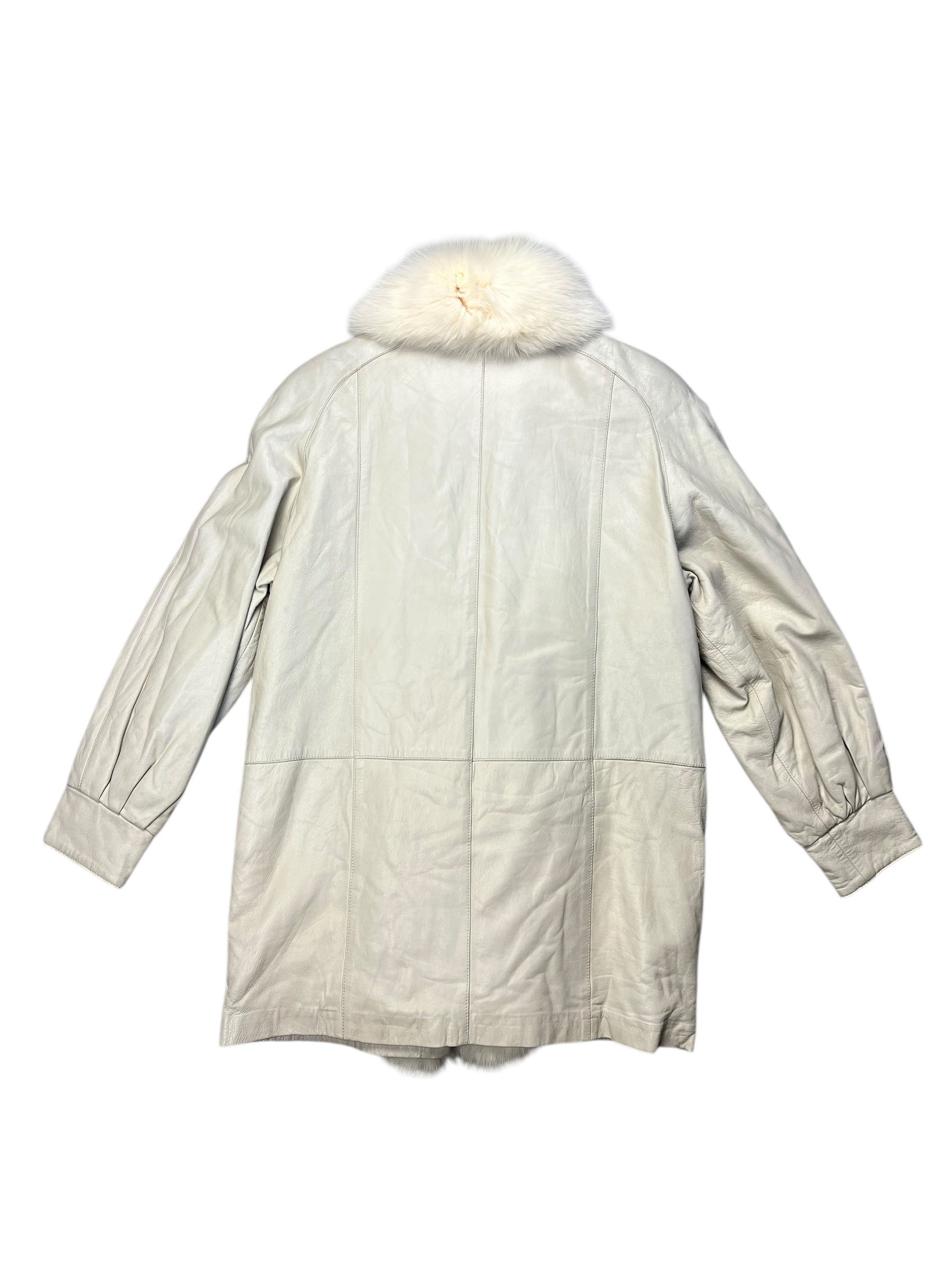 Modéle Chombert Leather Fur Lined Coat Ivory