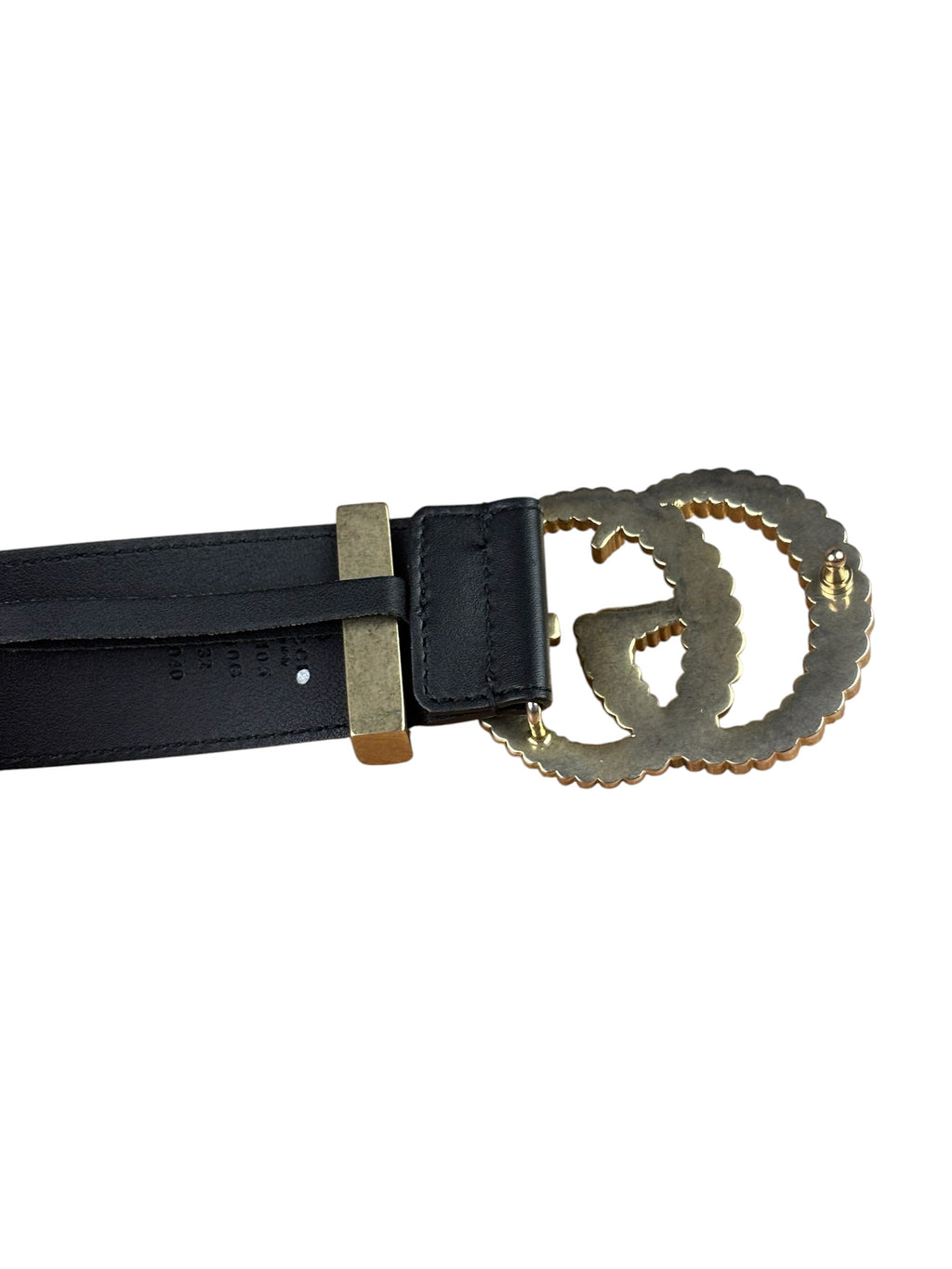 Gucci GG Black Golden Buckle Marmont Torchon Leather Belt