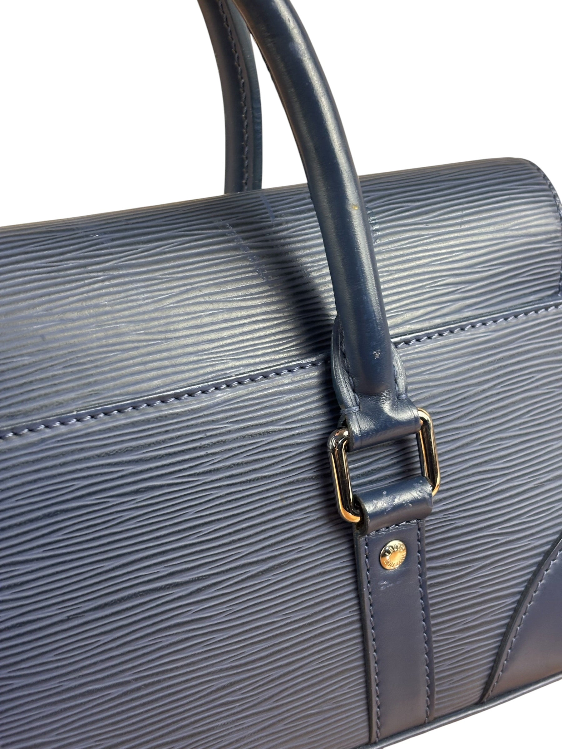 Louis Vuitton Navy Blue Leather Epi Segur Handbag PM