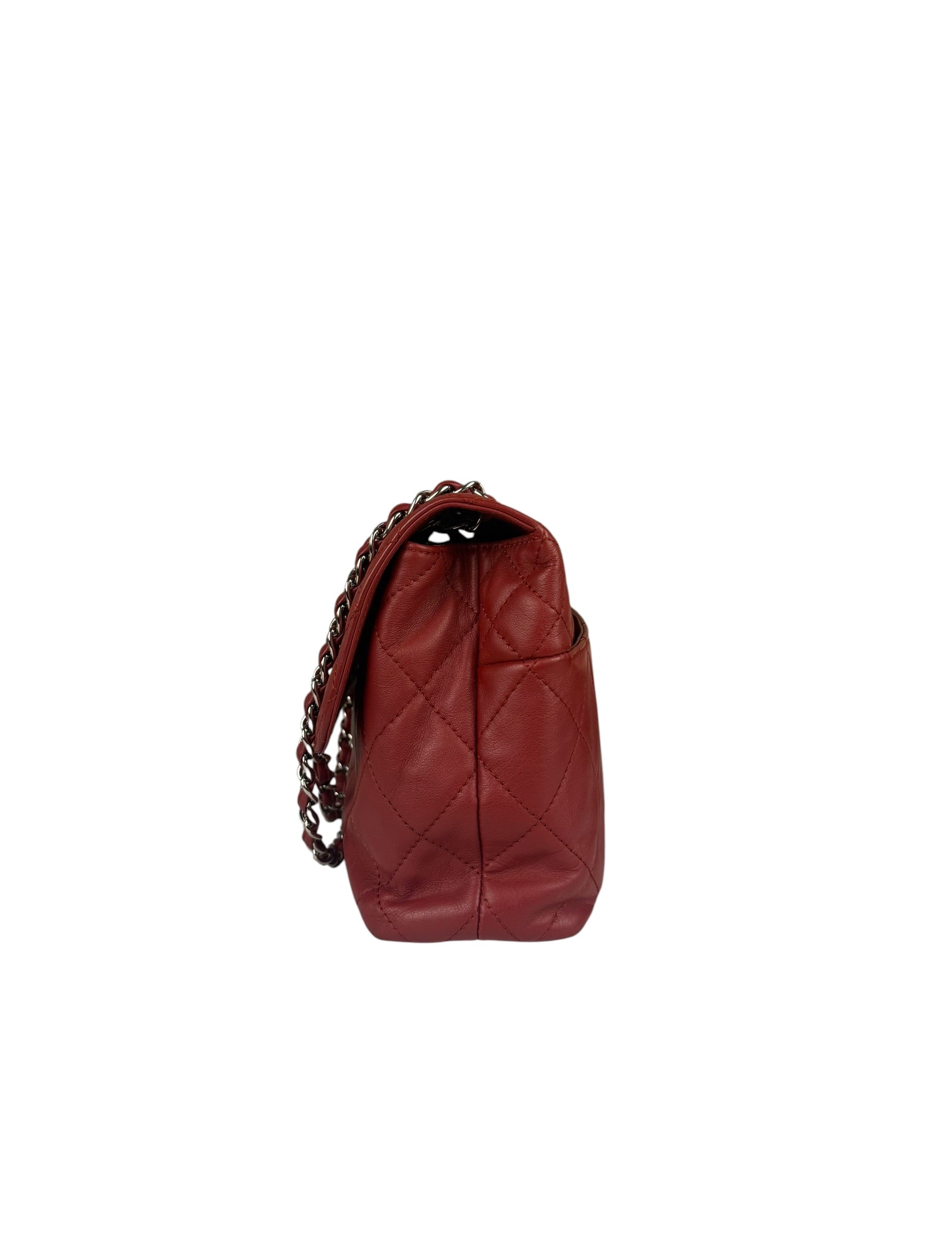 Chanel Red Qulited Leather Flap Shoulder Bag 2011