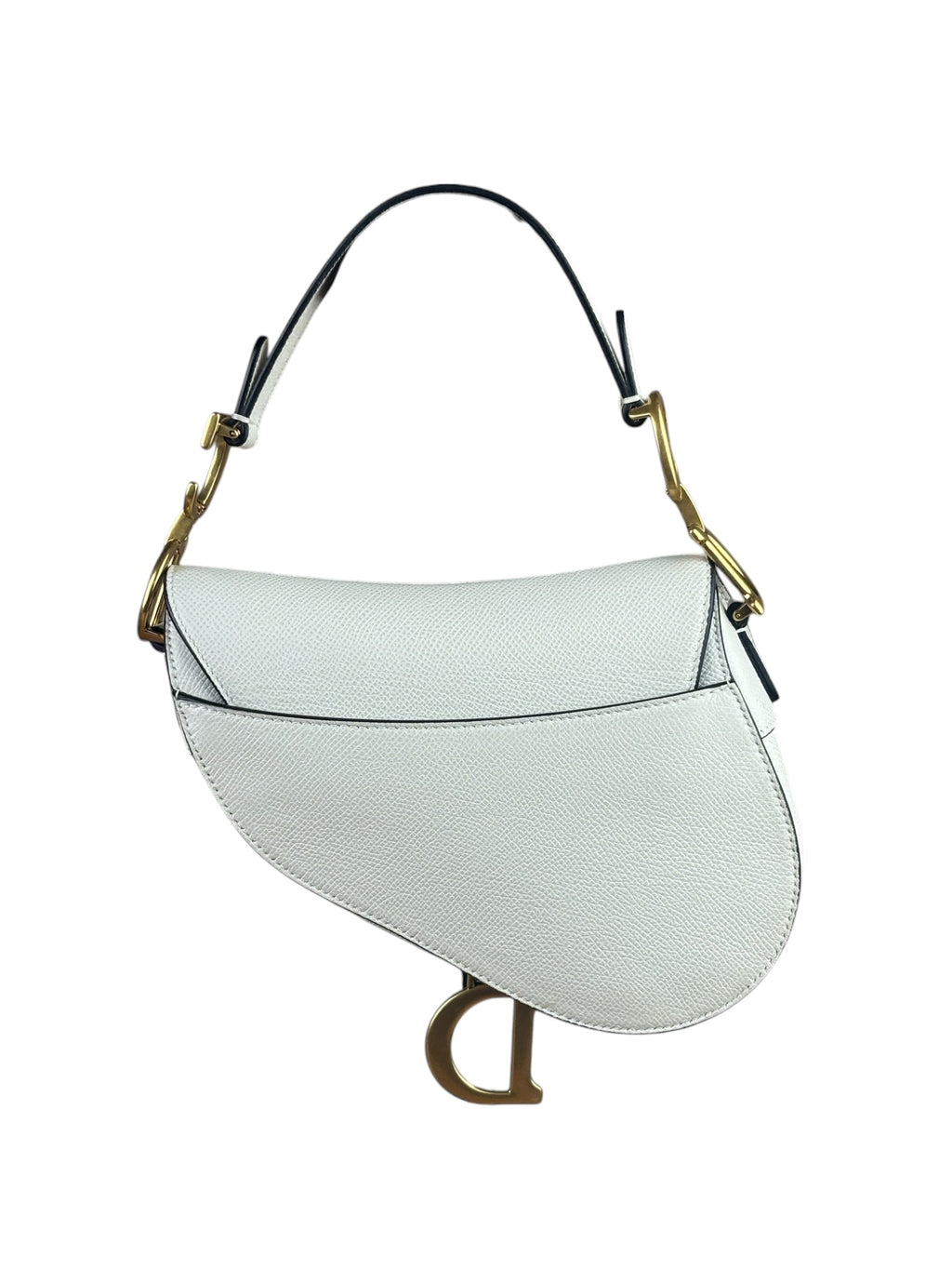 Christian Dior White Leather Saddle Handbag