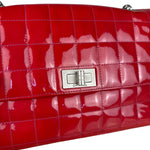 Chanel Red Patent Chocolate Bar Chain Flap Bag 2000