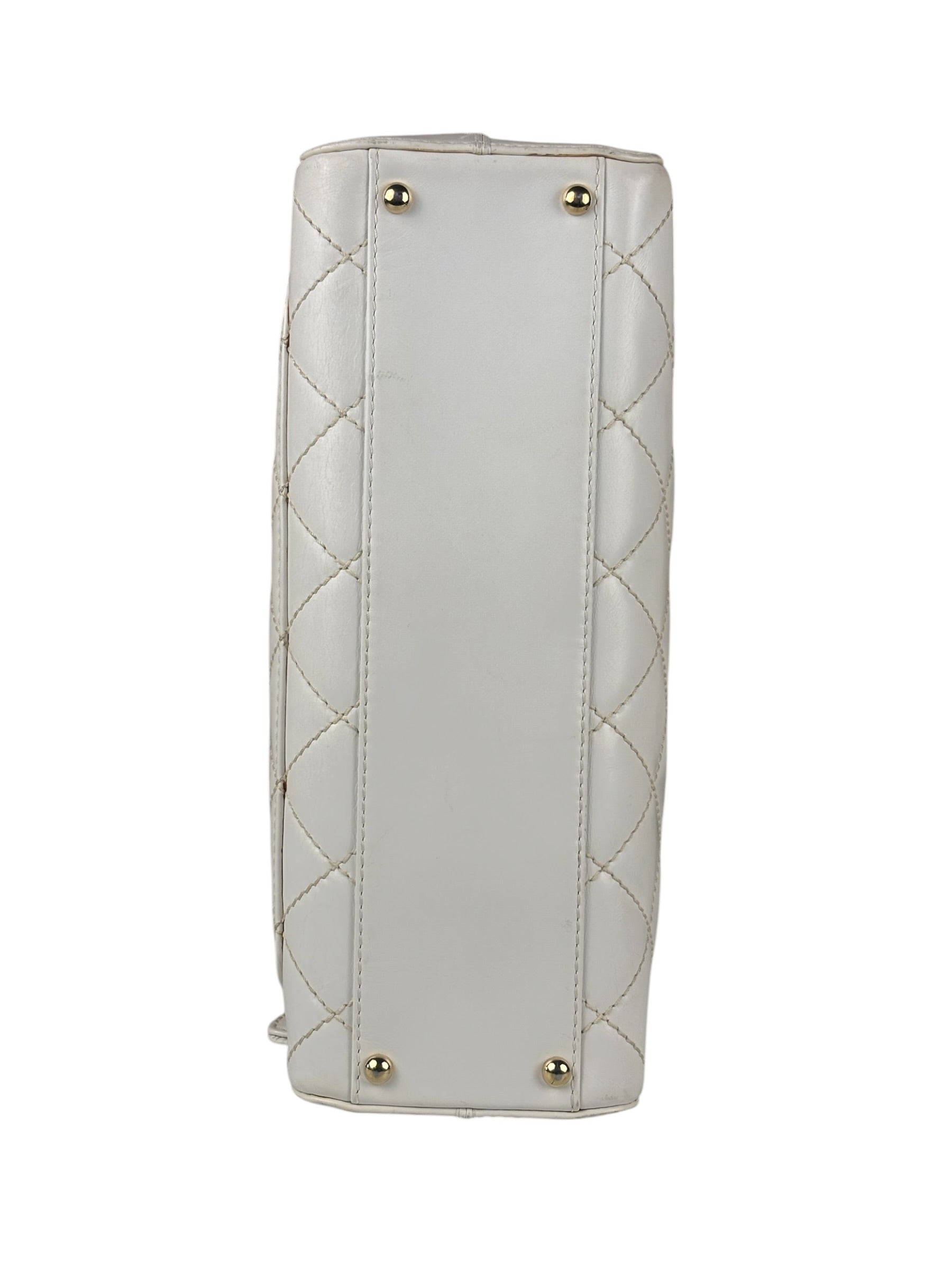 Chanel White CC Lambskin Wild Stitch Handbag 2003