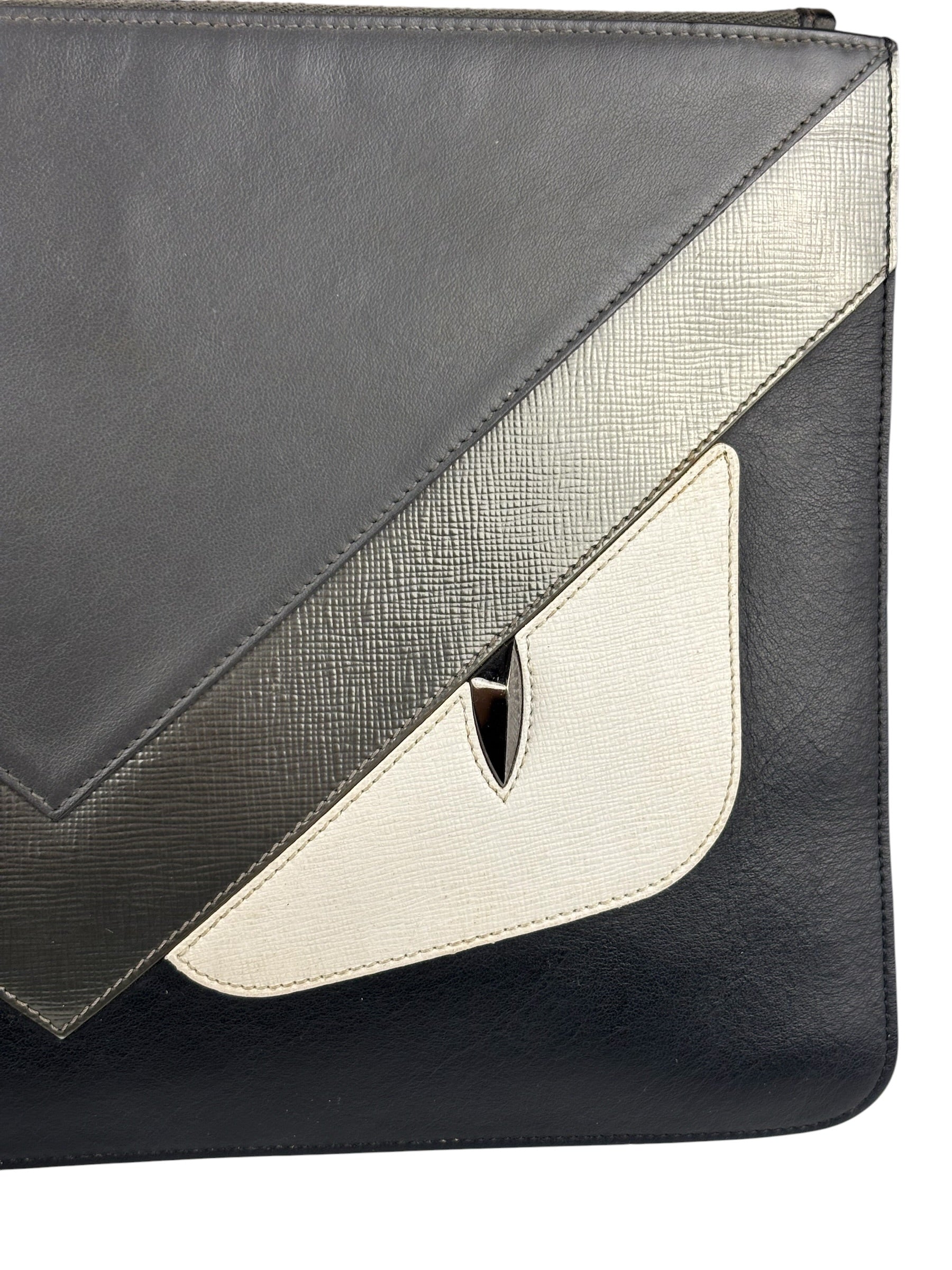 Fendi Black/Grey/White Monster Bag Bugs Eye Pouch