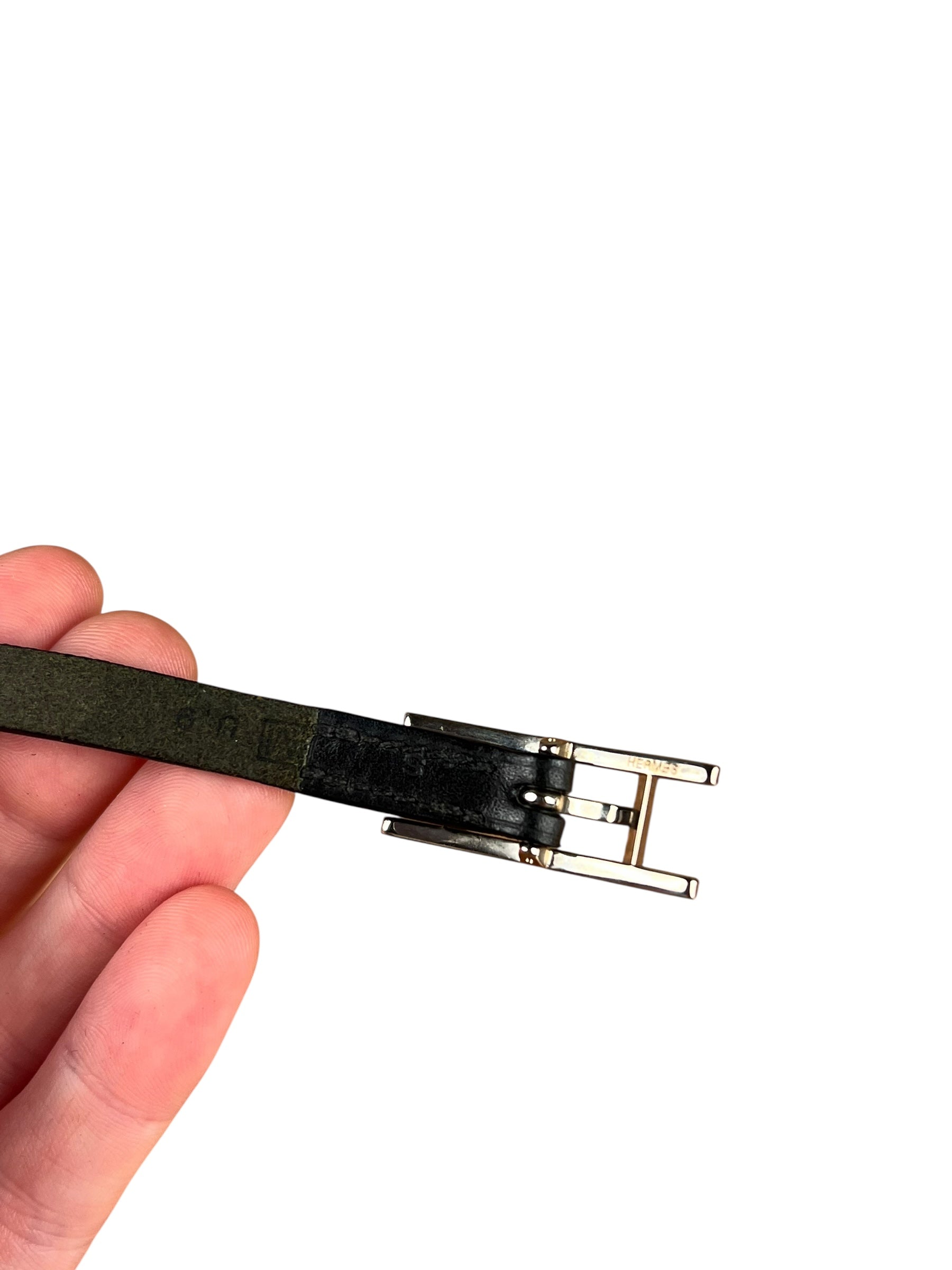 Hermes Black/Silver Behapi Leather Bracelet