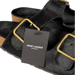 Yves Saint Laurent Black Jimmy Pony Hair Falt Sandal