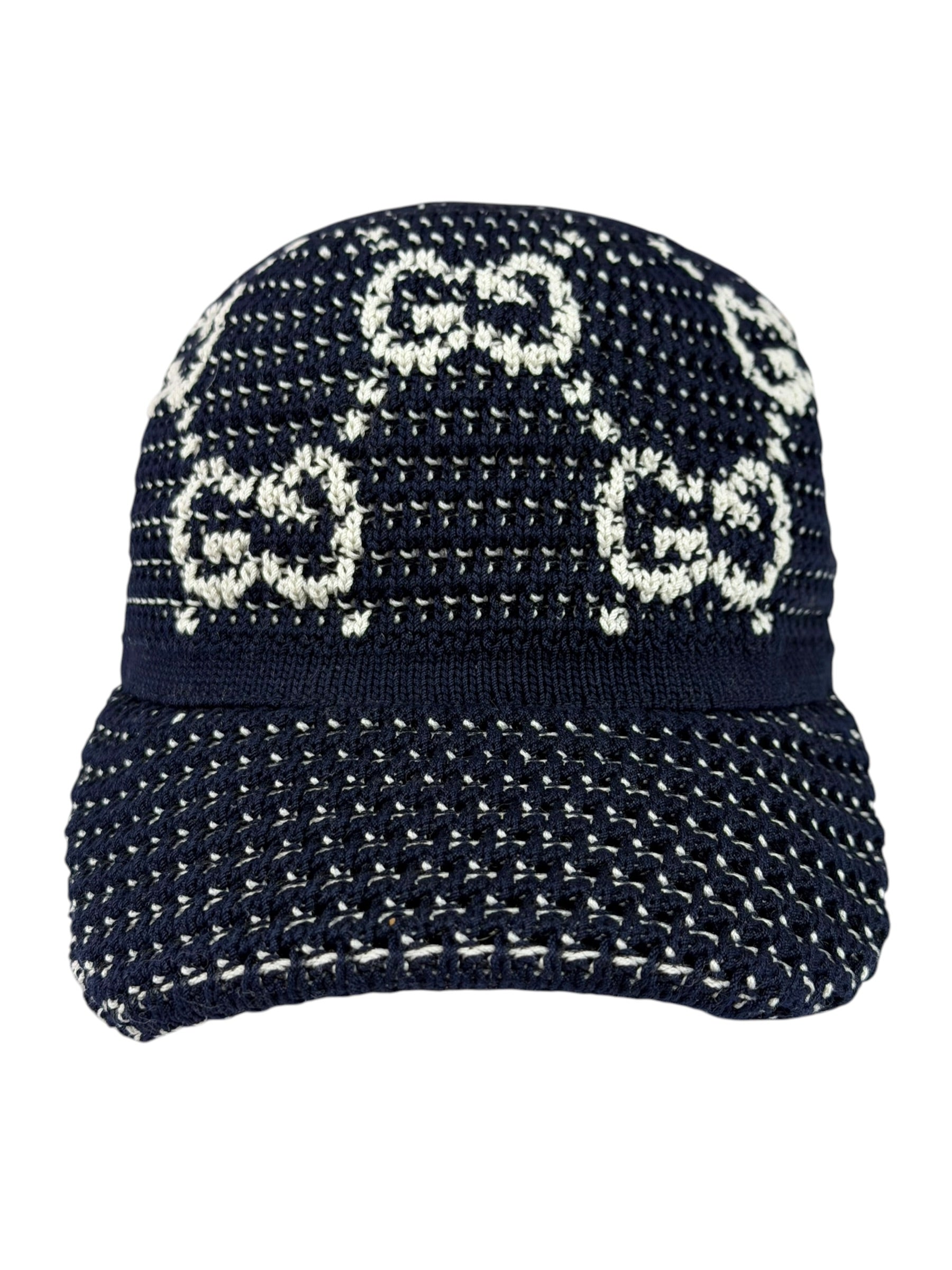 Gucci Navy GG Crochet Cotton Baseball Hat