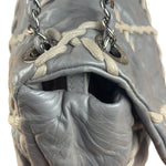 Chanel Grey Leather Ultra Stitch Classic Flap Shoulder Bag 1990