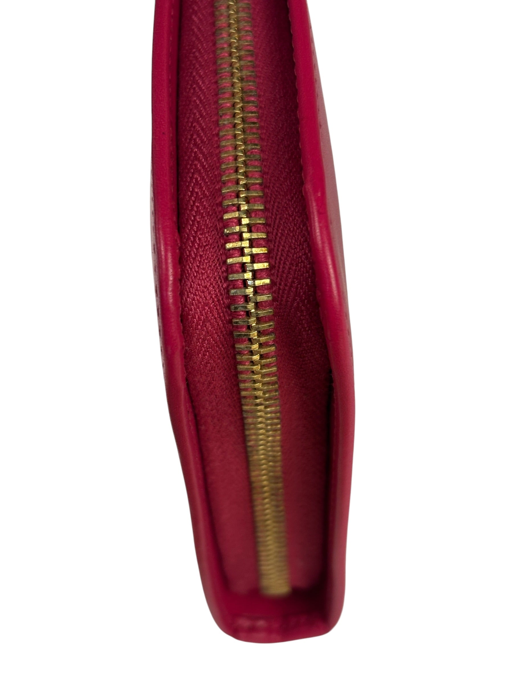 Yves Saint Laurent Bright Pink Leather Zip-Around Long Wallet