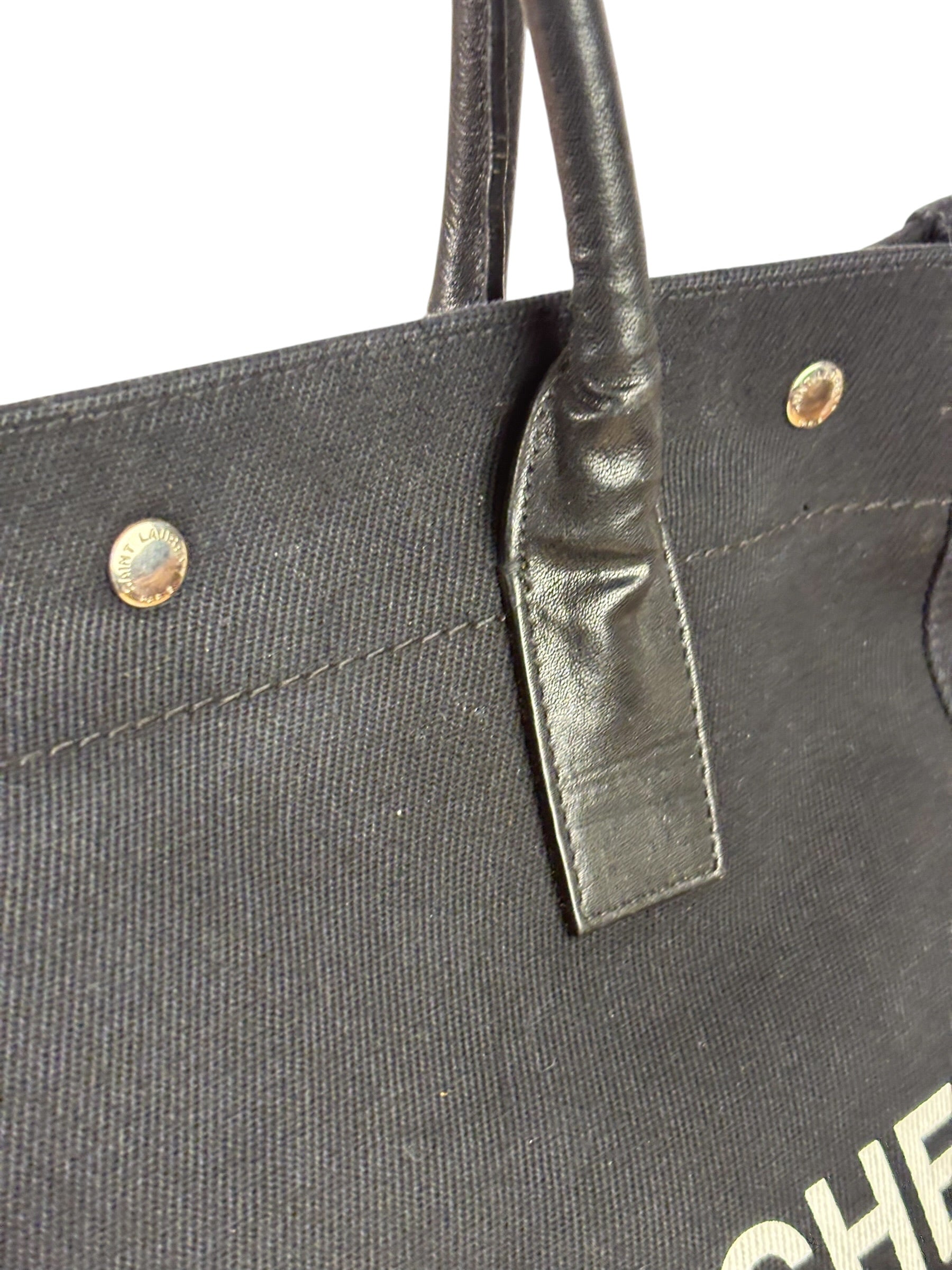 Yves Saint Laurent Black Rive Gauche Canvas Tote
