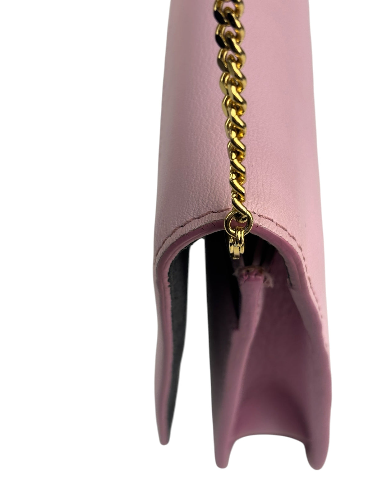 Fendi Pink Leather Tube Flap Wallet On Chain