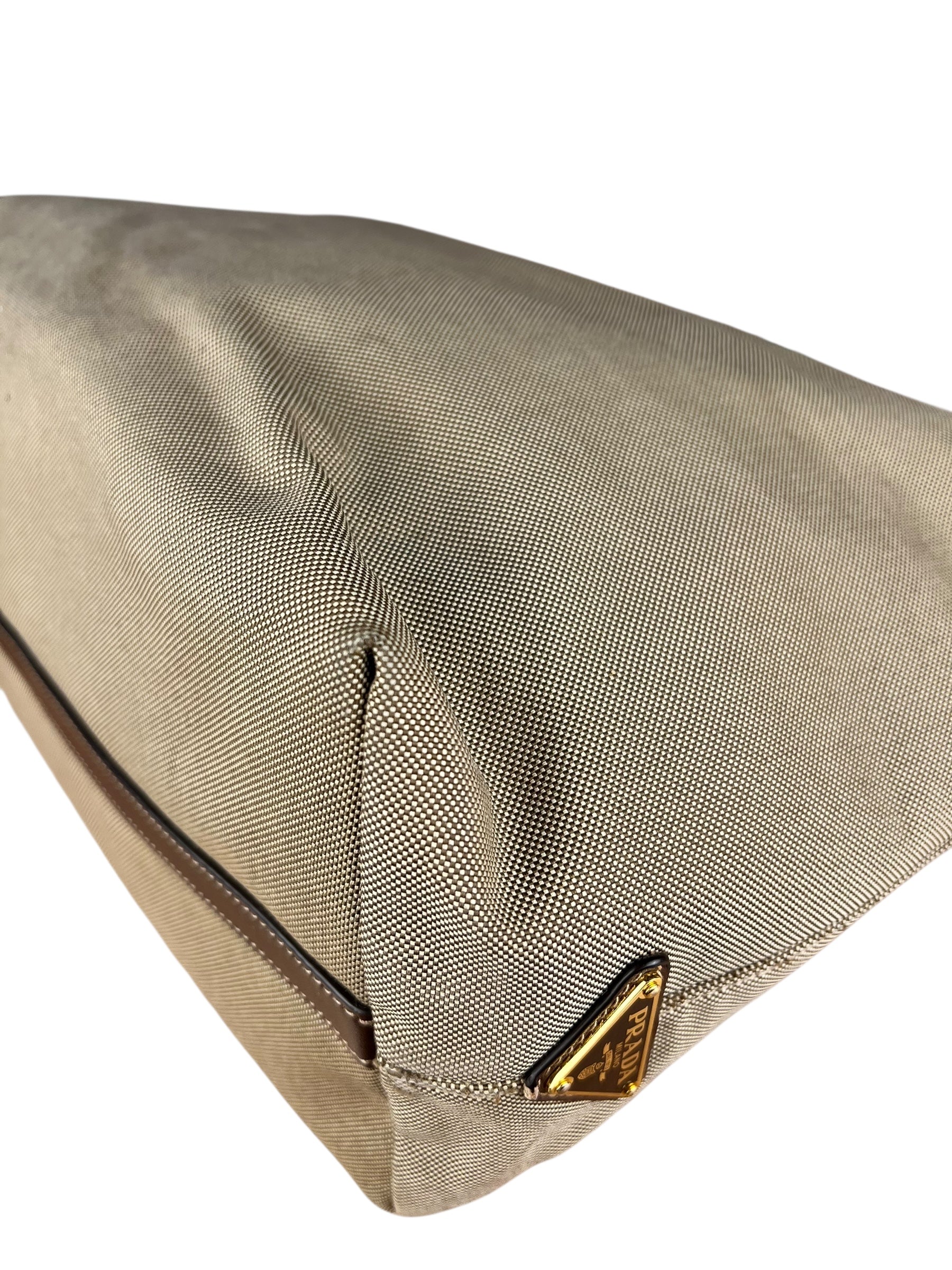 Prada Vintage Jacquard Logo Tote Brown