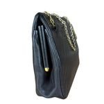 Chanel Vintage Black Chevron Leather Chain Bag