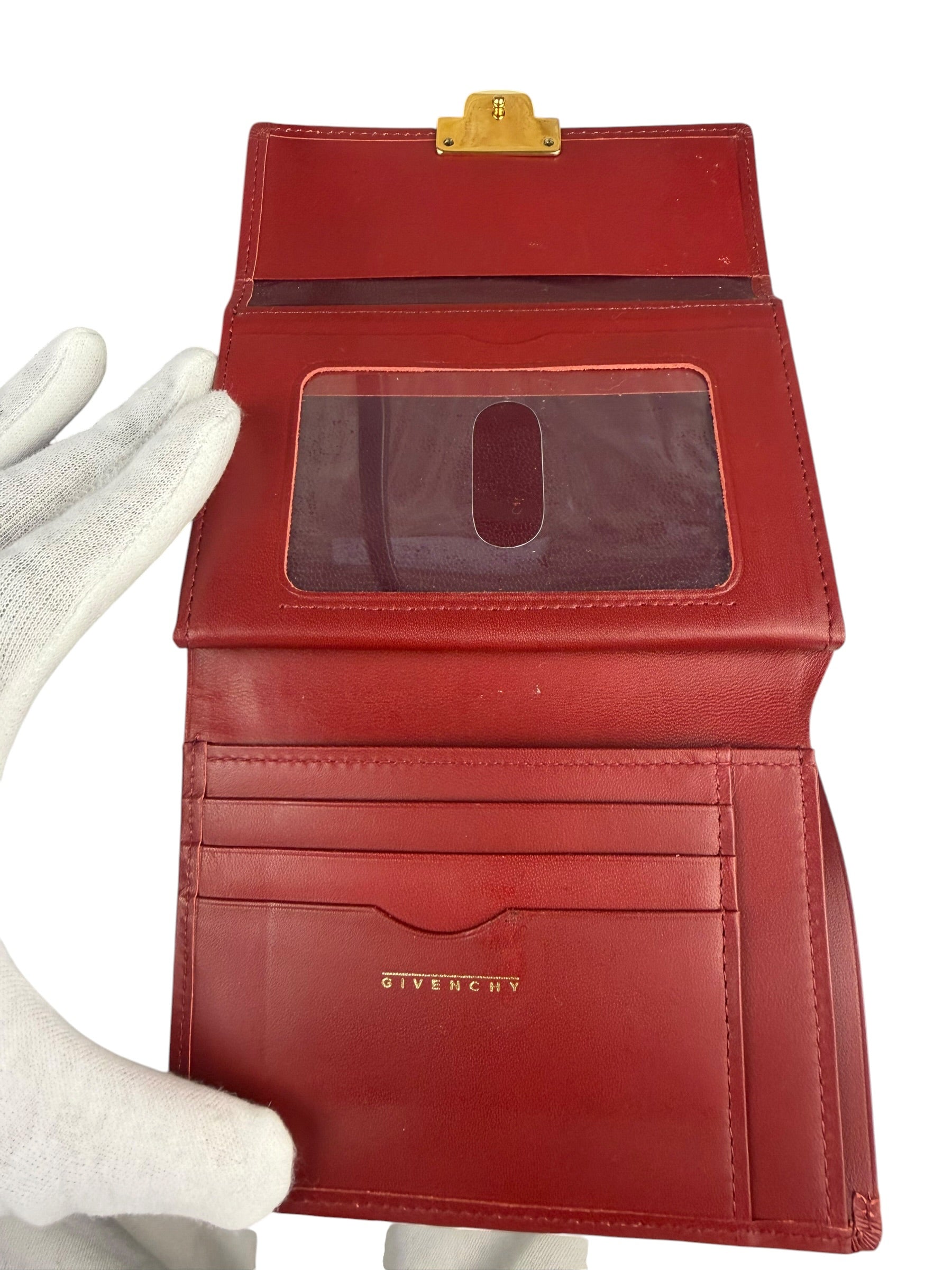Givenchy Vintage Red Leather Trifold Wallet
