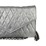 Chanel Vintage Metallic Silver Quilted Tassel Flap Bag 1997