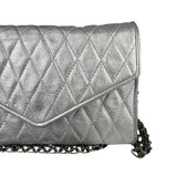 Chanel Vintage Metallic Silver Quilted Tassel Flap Bag 1997