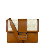 Fendi Brown/Cream Leather Jacquard FF Zucca Baguette
