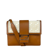 Fendi Brown/Cream Leather Jacquard FF Zucca Baguette