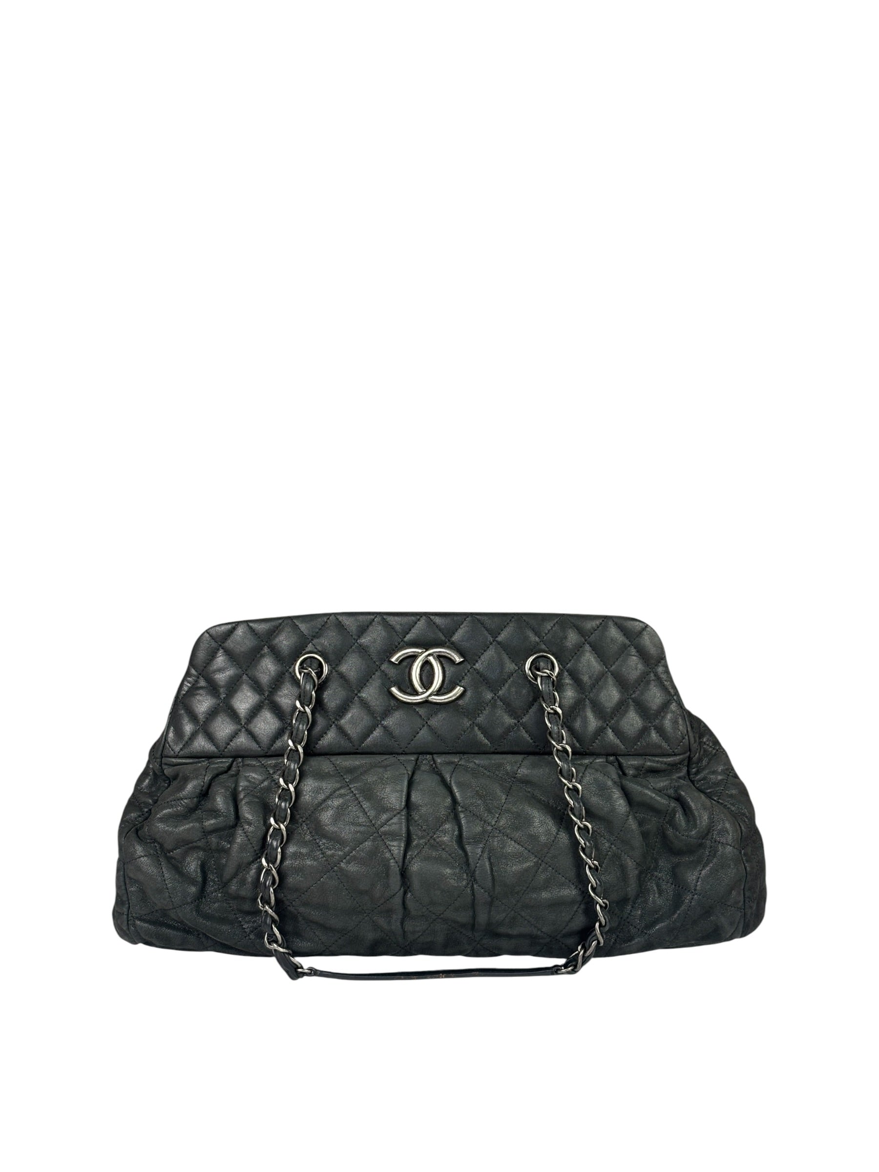 Chanel Grey Iridescent Quilted Leather Chic Bowling Shoulder Bag 2010