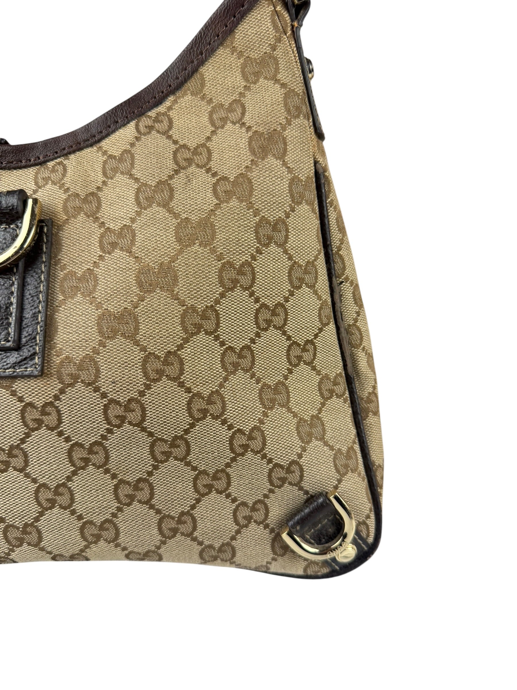 Gucci Brown Leather Trim Abbey D Ring Shoulder Bag