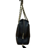 Chanel Black Chevron Leather Chain Camera Shoulder Bag 2000-2002