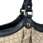 Gucci Beige Leather Trim Diamante Canvas Sukey Tote