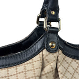 Gucci Beige Leather Trim Diamante Canvas Sukey Tote