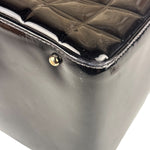 Chanel Black Leather Patent Chocolate Bar Bowler Hand Bag