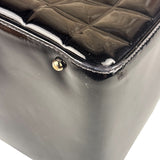 Chanel Black Leather Patent Chocolate Bar Bowler Hand Bag