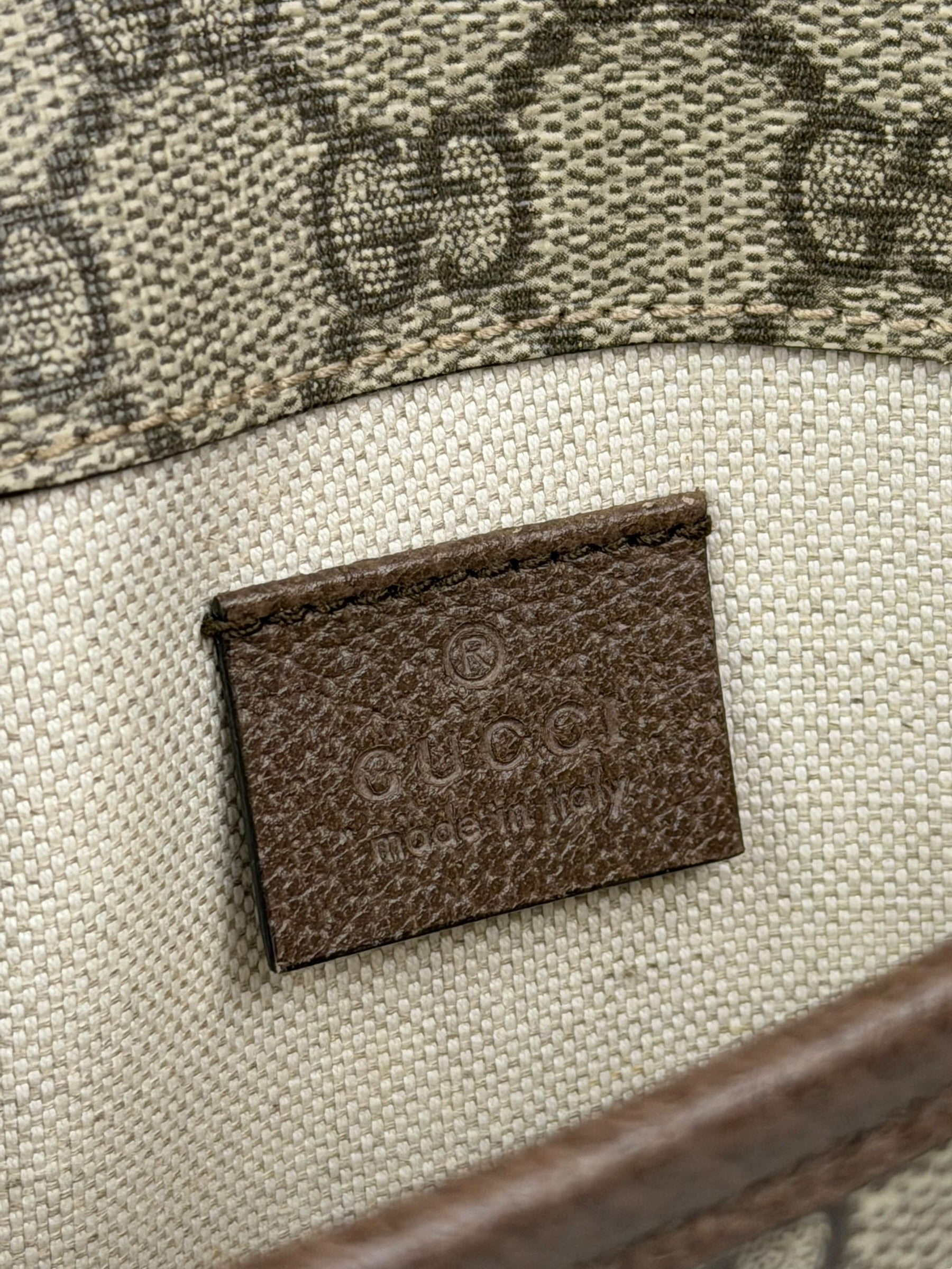 Gucci Vintage Brown Leather Trim Neo Supreme Belt Bag