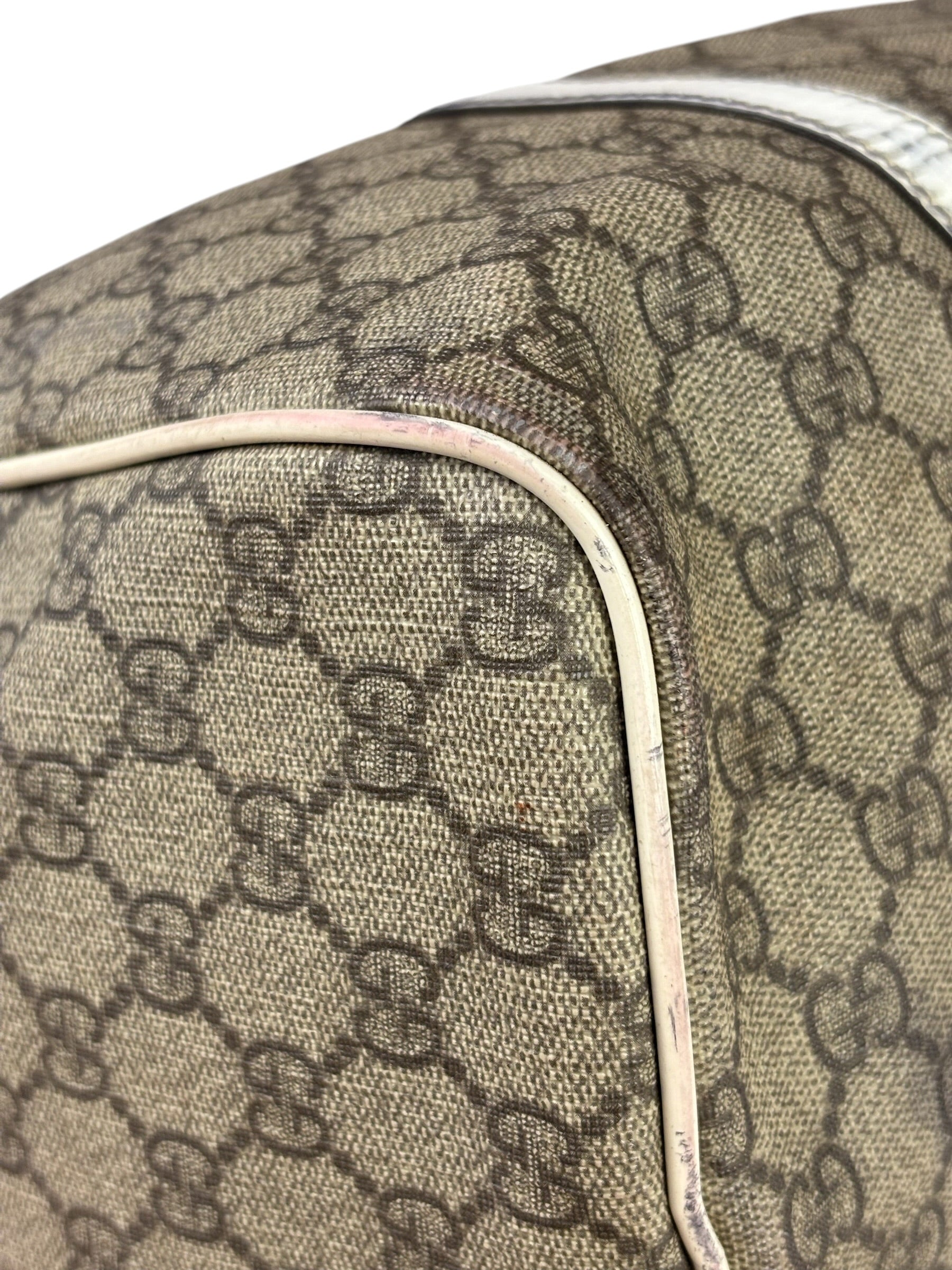 Gucci Beige/White Leather Trim GG Joy Boston Bag