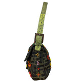 Fendi Vintage Zucca Beaded Lizard Trimmed Baguette