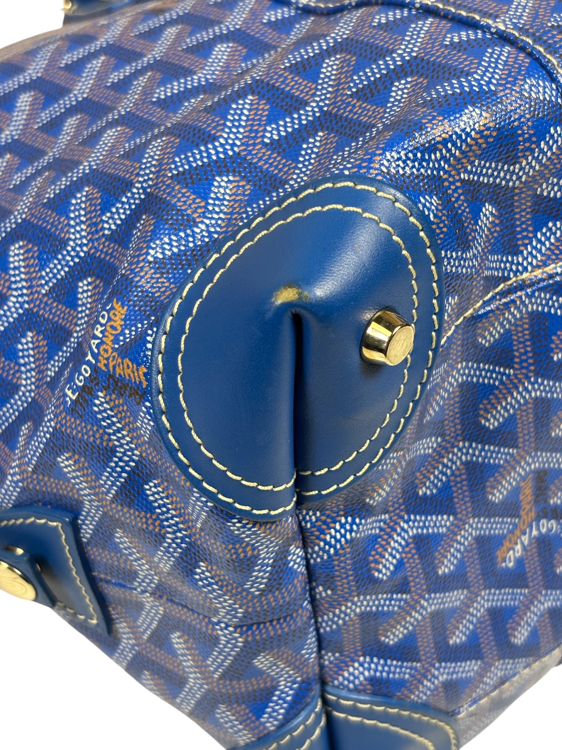 Goyard Blue Leather Goyardine Coated Canvas Shoulder Bag