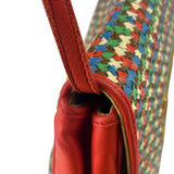 Fendi Colorblock Leather Woven Shoulder Bag