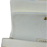 Chanel White Denim/Leather Trim Greek Collection Flower Double Flap Bag 2018