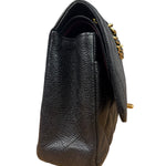 Chanel Black Quilted Leather Chain Double Leather Flap Bag 2012