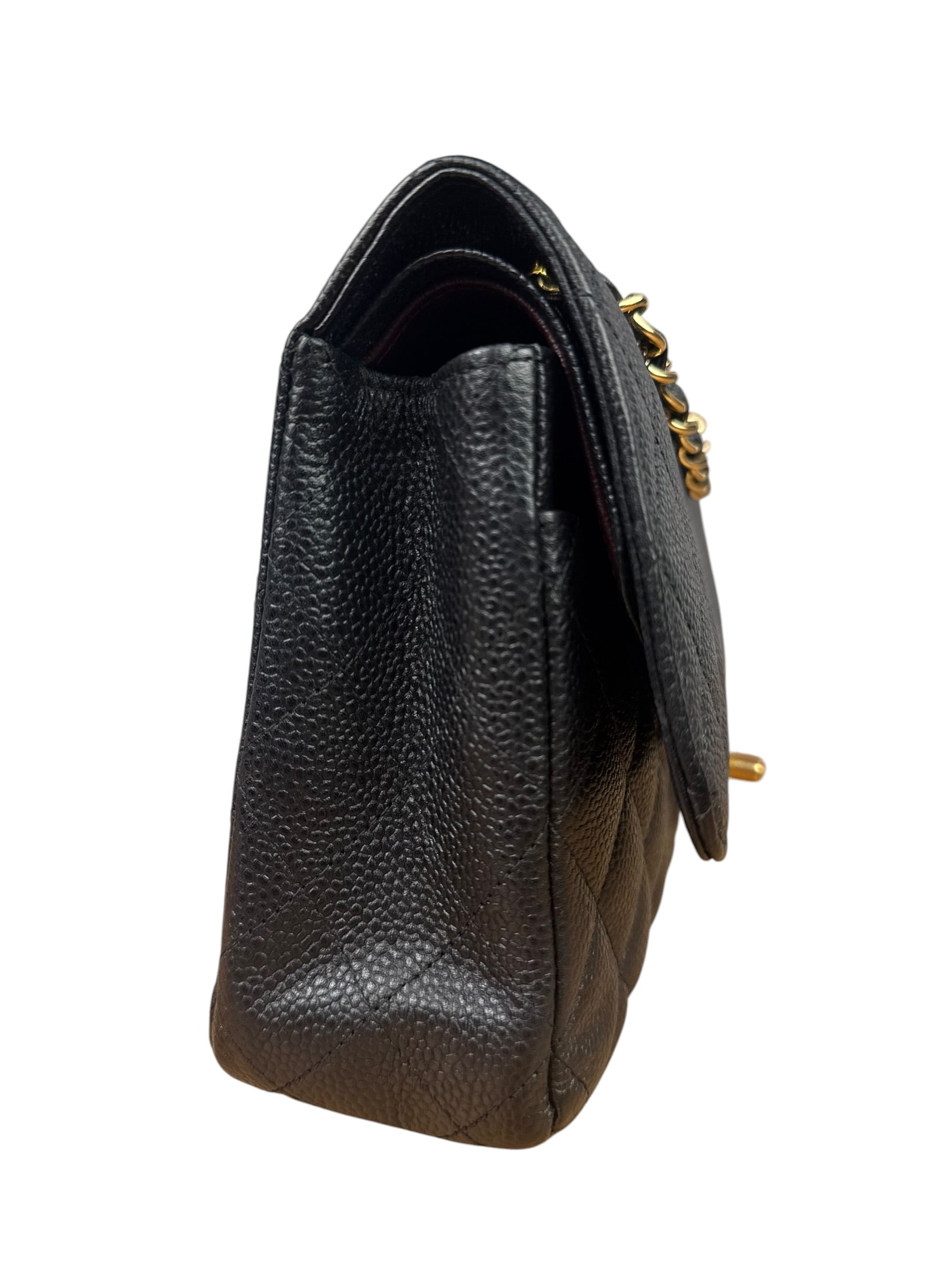 Chanel Black Quilted Leather Chain Double Leather Flap Bag 2012