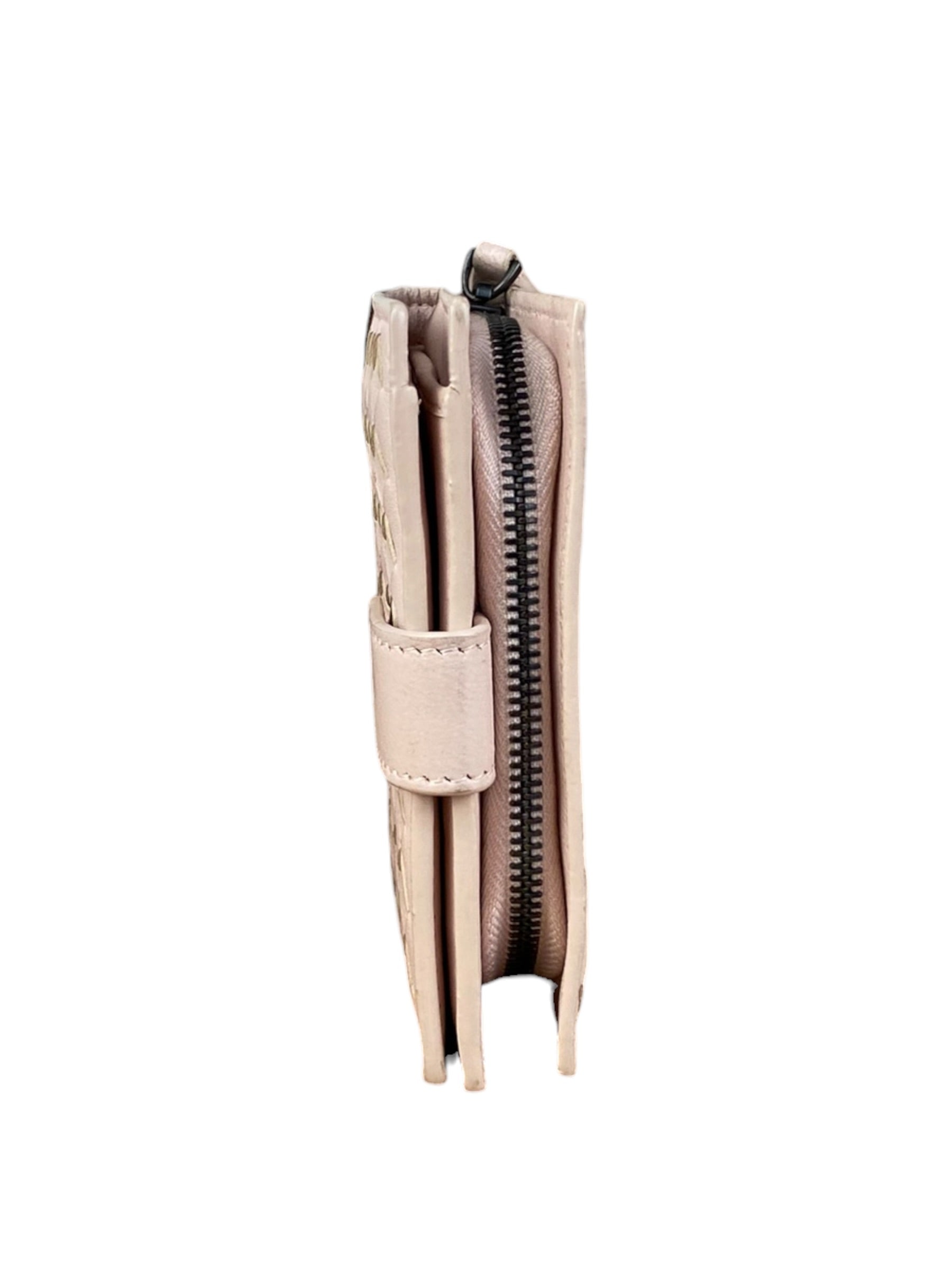 Bottega Veneta Intreccio Leather Wallet Light Pink