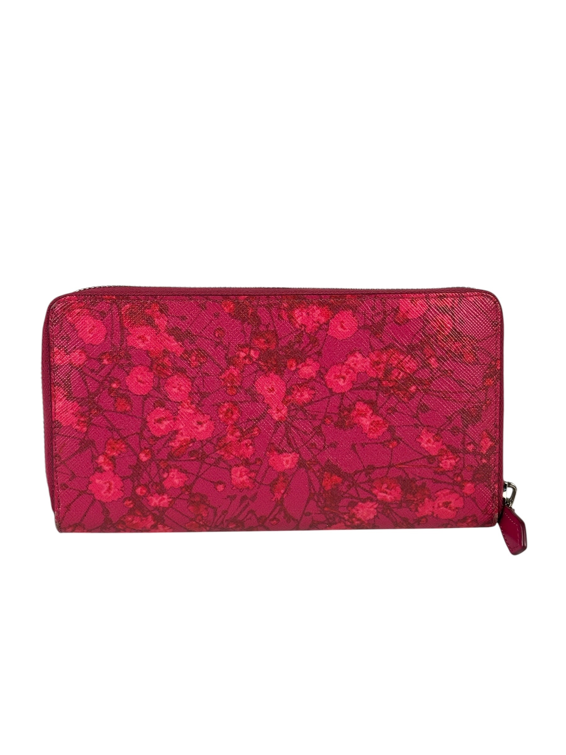 Givenchy Pink Leather Floral Zip-Around Wallet