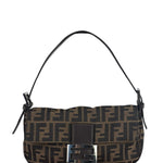 Fendi Brown Leather Trim Baguette