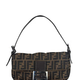 Fendi Brown Leather Trim Baguette