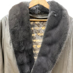 Vintage Grey Fur Lined Leather Blazer Coat