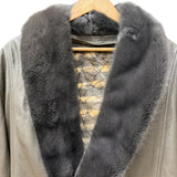 Vintage Grey Fur Lined Leather Blazer Coat