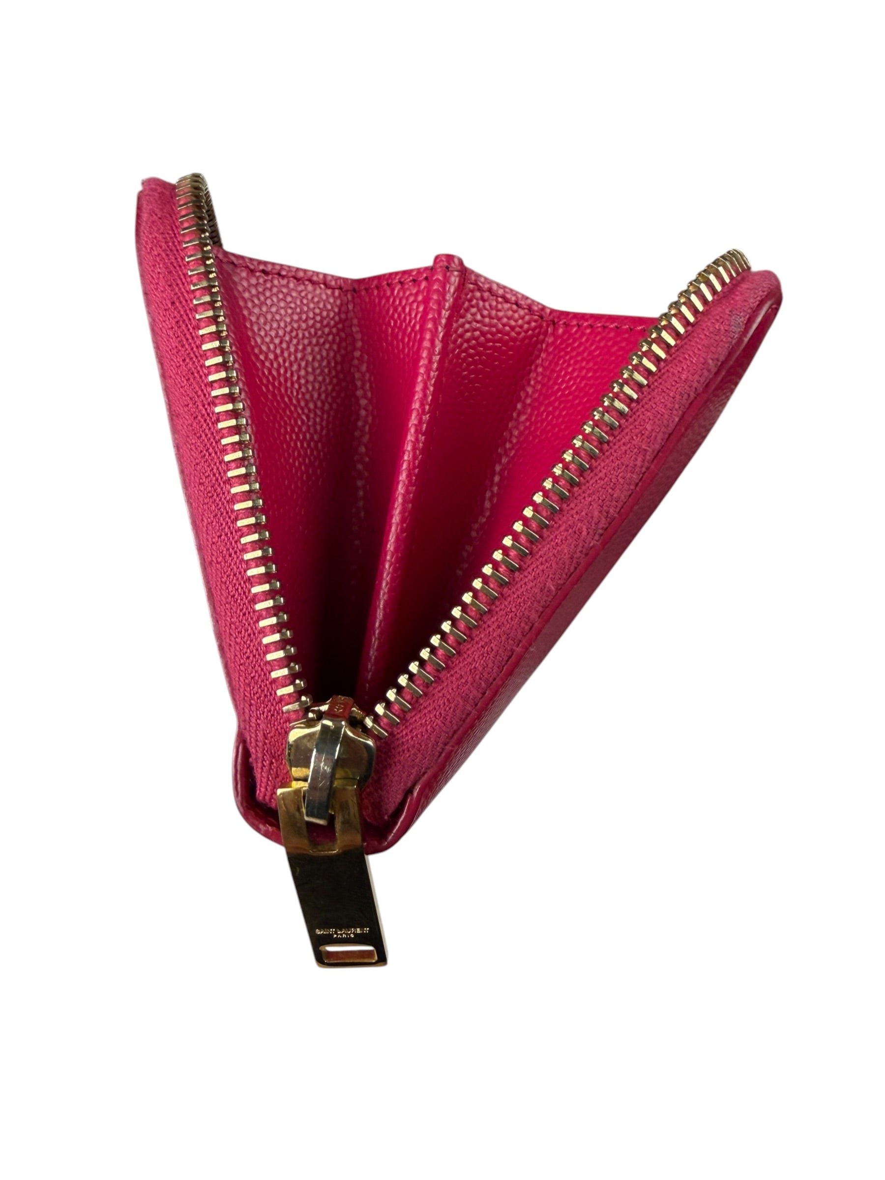 Yves Saint Laurent Pink Leather Zip Around Long Wallet