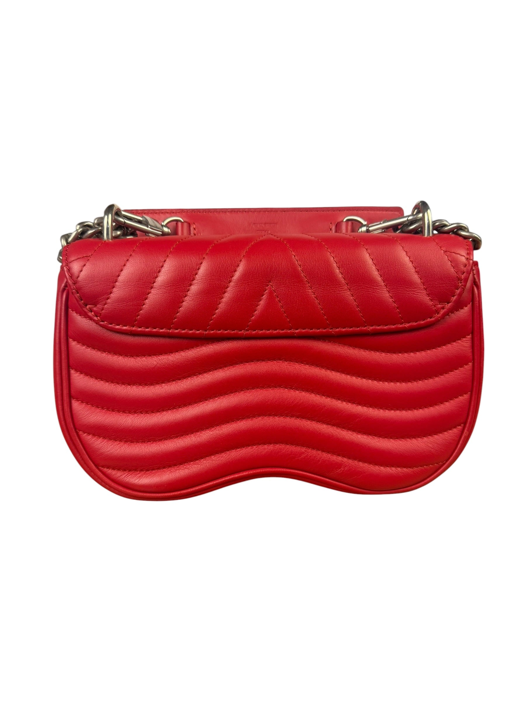 Louis Vuitton Red Leather New Wave Chain Flap Bag MM