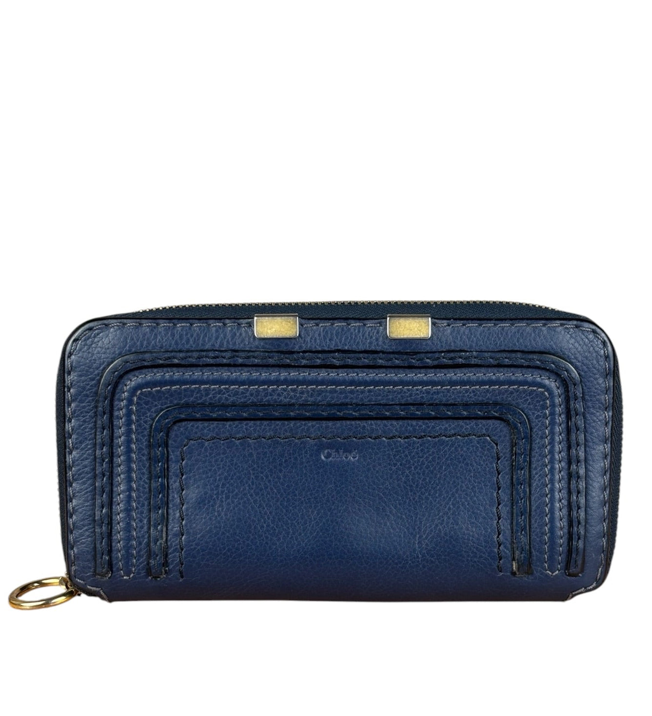 Chloé Dark Blue Leather Marcie Long Zip Wallet